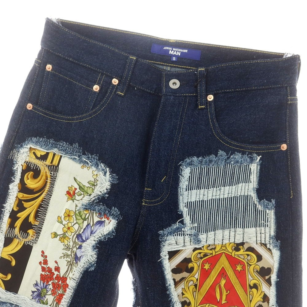 【中古】【未使用】ジュンヤワタナベ マン JUNYA WATANABE MAN 2025年春夏 リペア加工 デニムパンツ ネイビー【サイズS】【 状態ランクS 】【 メンズ 】 [CPD]