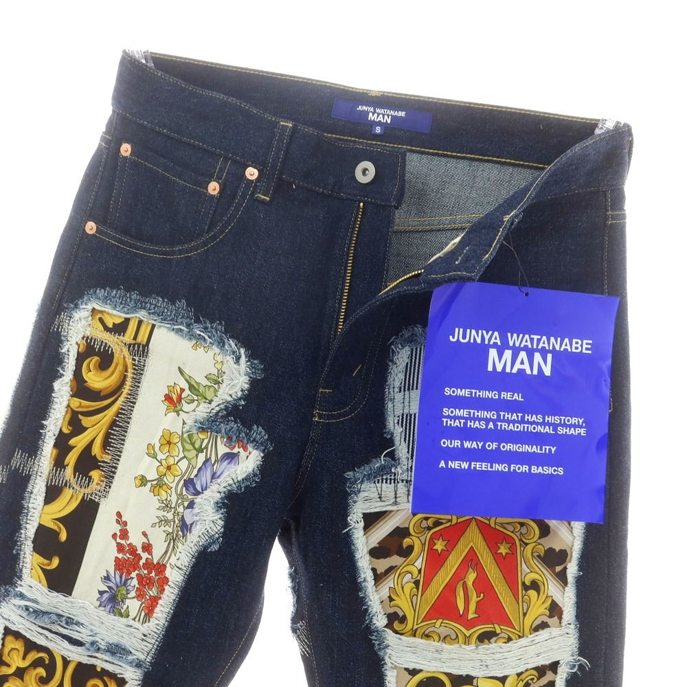 【中古】【未使用】ジュンヤワタナベ マン JUNYA WATANABE MAN 2025年春夏 リペア加工 デニムパンツ ネイビー【 S 】【 状態ランクS 】【 メンズ 】