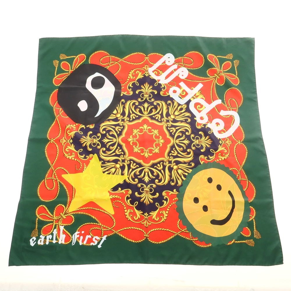 【中古】【未使用】ジュンヤワタナベ マン JUNYA WATANABE MAN シルク スカーフ グリーンxレッド系【 状態ランクS 】【 メンズ 】 [CPD]