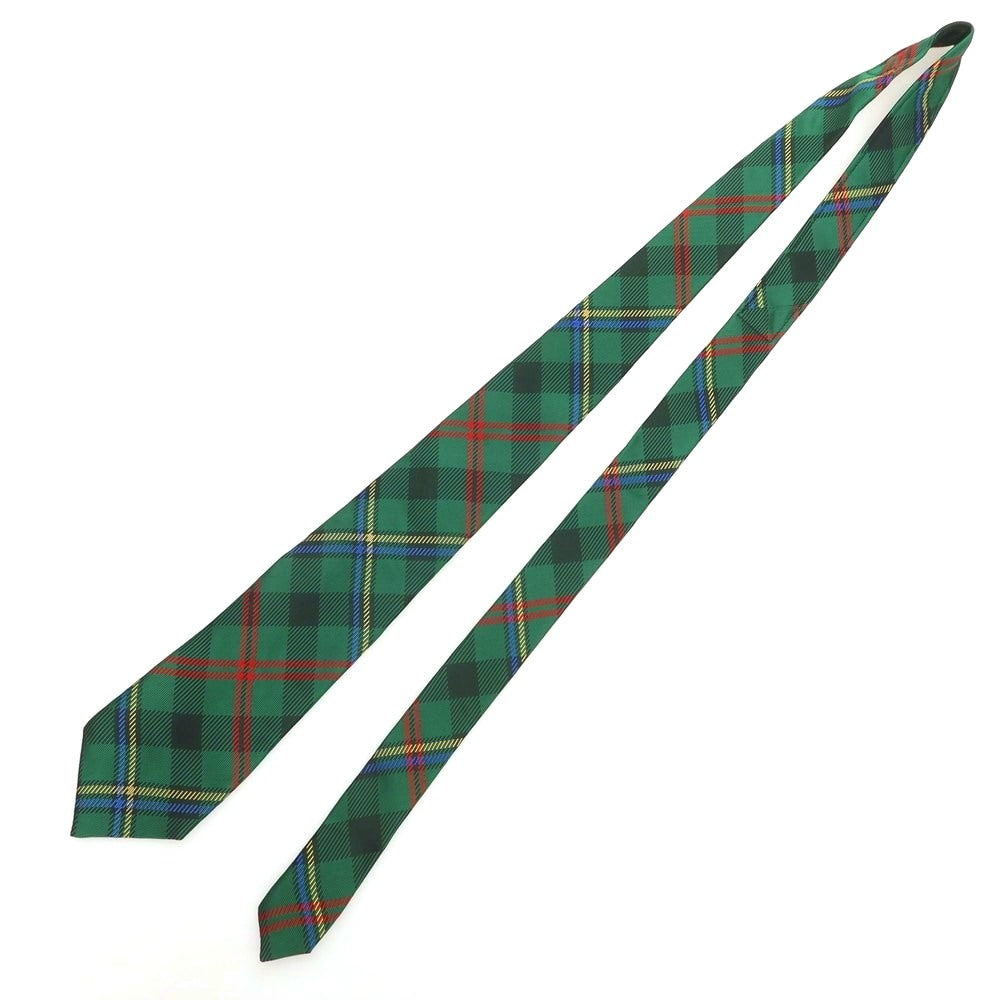 【中古】【未使用】コムデギャルソン オムドゥ COMME des GARCONS HOMME DEUX 2025年春夏 シルク チェック柄ネクタイ グリーンxレッド【 状態ランクS 】【 メンズ 】