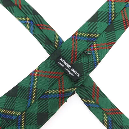 【中古】【未使用】コムデギャルソン オムドゥ COMME des GARCONS HOMME DEUX 2025年春夏 シルク チェック柄ネクタイ グリーンxレッド【 状態ランクS 】【 メンズ 】