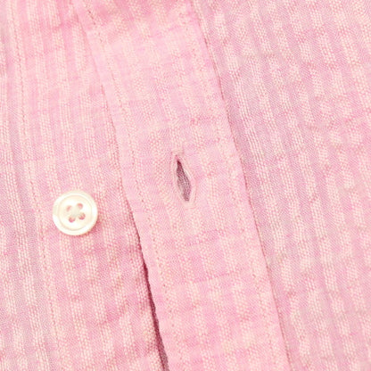 【中古】ベイカー ストリート BAKER STREET リネン シアサッカー ストライプ ボタンダウン 半袖シャツ ピンク【サイズM】【 状態ランクA 】【 メンズ 】