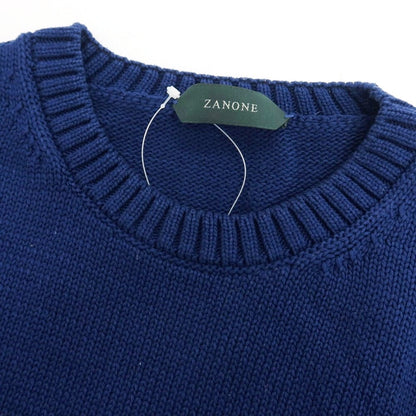 【中古】ザノーネ ZANONE コットン クルーネック プルオーバーニット ライトネイビー【サイズ48】【 状態ランクB 】【 メンズ 】
