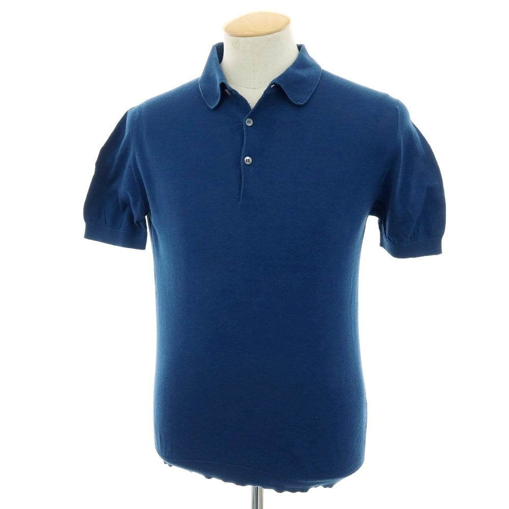 【中古】ジョンスメドレー JOHN SMEDLEY ハイゲージ シーアイランドコットン 半袖 ポロニット ダークブルー【サイズS】【 状態ランクD 】【 メンズ 】