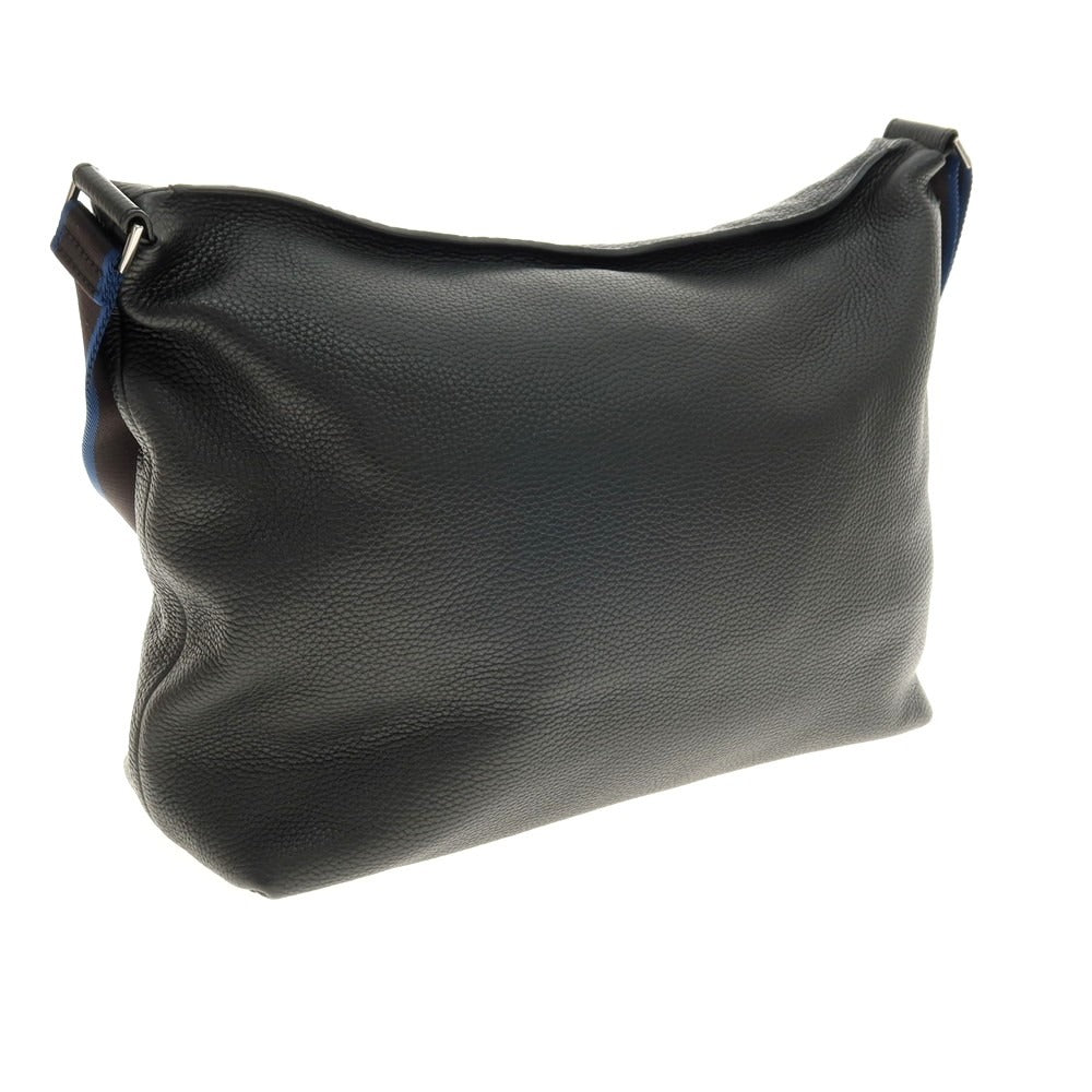 【中古】フルラ Furla シュリンクレザー ショルダーバッグ ブラック【 状態ランクB 】【 メンズ 】