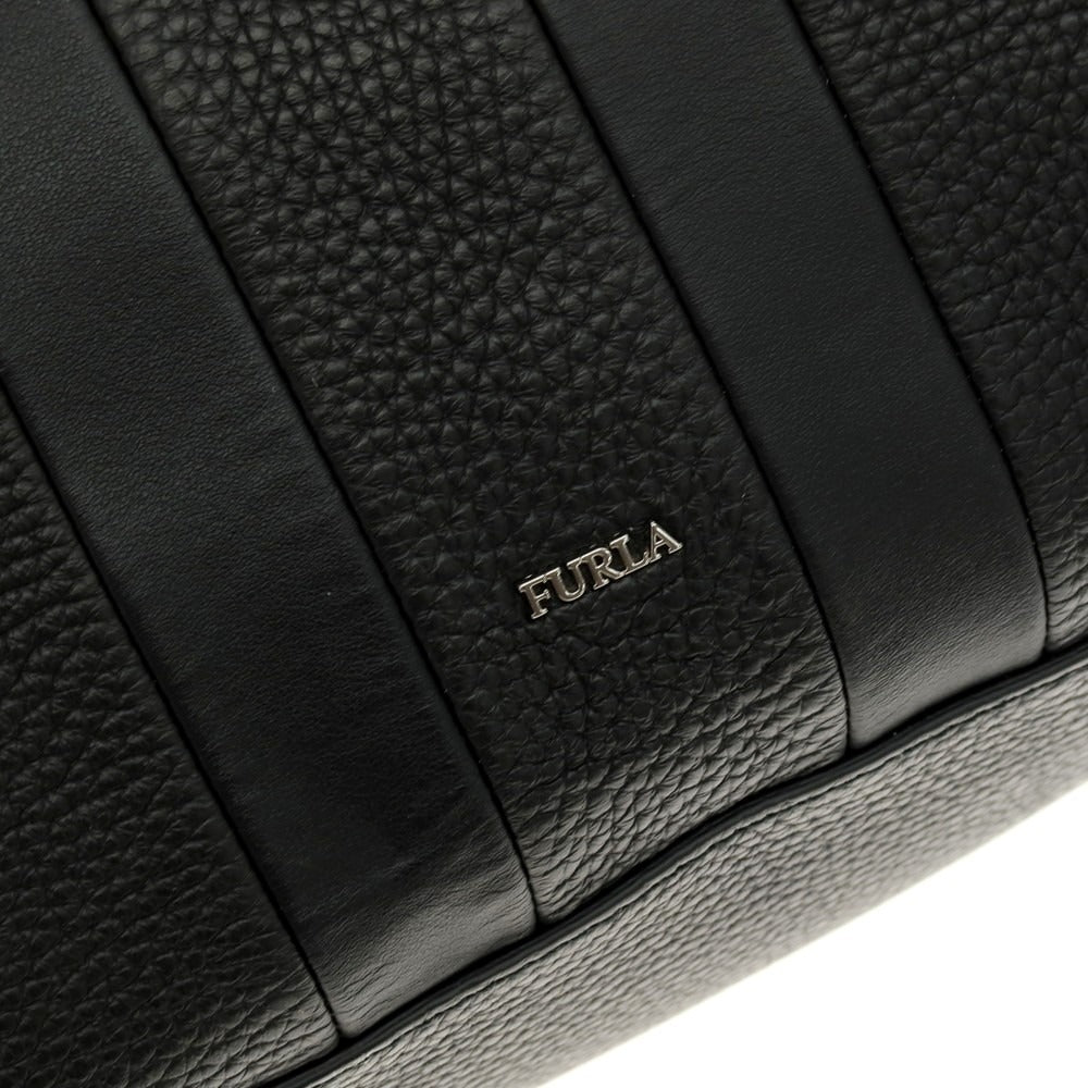 【中古】フルラ Furla シュリンクレザー ショルダーバッグ ブラック【 状態ランクB 】【 メンズ 】