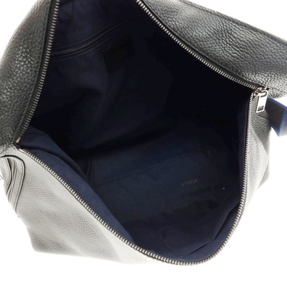 【中古】フルラ Furla シュリンクレザー ショルダーバッグ ブラック【 状態ランクB 】【 メンズ 】