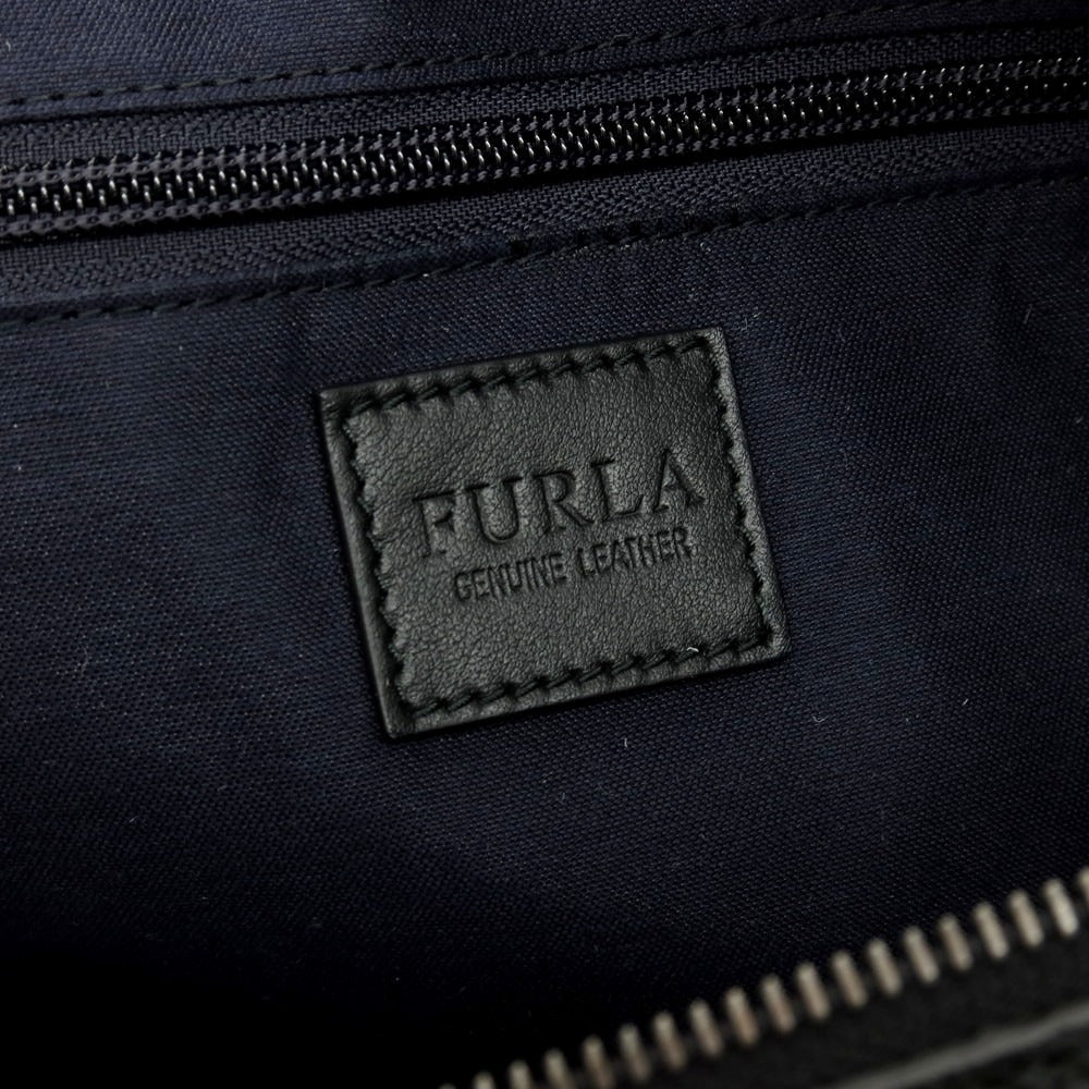 【中古】フルラ Furla シュリンクレザー ショルダーバッグ ブラック【 状態ランクB 】【 メンズ 】