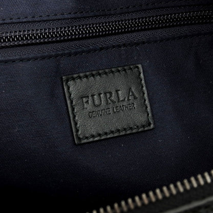 【中古】フルラ Furla シュリンクレザー ショルダーバッグ ブラック【 状態ランクB 】【 メンズ 】