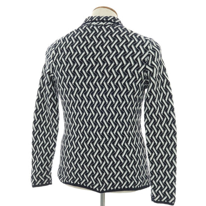 【中古】パニカーレ PANICALE ミドルゲージ コットン 3B ニットジャケット ダークネイビーxホワイト【 46 】【 状態ランクC 】【 メンズ 】