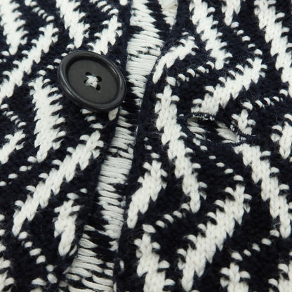 【中古】パニカーレ PANICALE ミドルゲージ コットン 3B ニットジャケット ダークネイビーxホワイト【 46 】【 状態ランクC 】【 メンズ 】