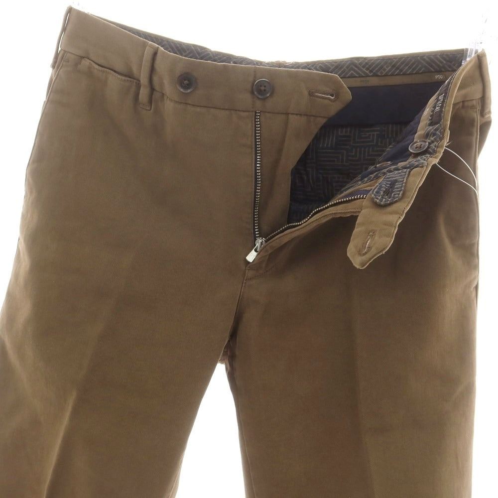 【中古】ピーティーゼロウーノ PT01 ストレッチコットン カジュアルスラックスパンツ ブラウン【 48 】【 状態ランクC 】【 メンズ 】