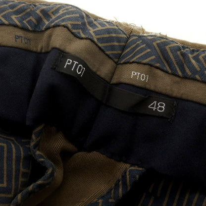 【中古】ピーティーゼロウーノ PT01 ストレッチコットン カジュアルスラックスパンツ ブラウン【 48 】【 状態ランクC 】【 メンズ 】