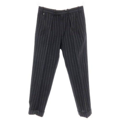 【中古】ベルナール ザンス BERNARD ZINS コットンリネン ストライプ カジュアルスラックスパンツ ブラックxホワイト【 38 】【 状態ランクB 】【 メンズ 】