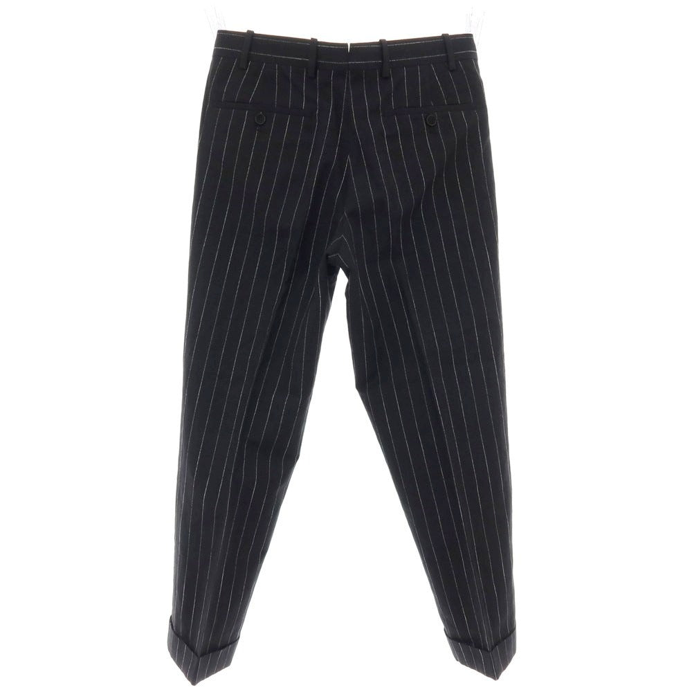 【中古】ベルナール ザンス BERNARD ZINS コットンリネン ストライプ カジュアルスラックスパンツ ブラックxホワイト【 38 】【 状態ランクB 】【 メンズ 】