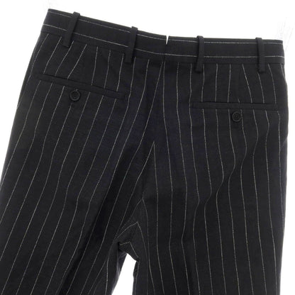 【中古】ベルナール ザンス BERNARD ZINS コットンリネン ストライプ カジュアルスラックスパンツ ブラックxホワイト【 38 】【 状態ランクB 】【 メンズ 】