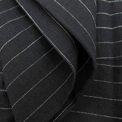 【中古】ベルナール ザンス BERNARD ZINS コットンリネン ストライプ カジュアルスラックスパンツ ブラックxホワイト【 38 】【 状態ランクB 】【 メンズ 】