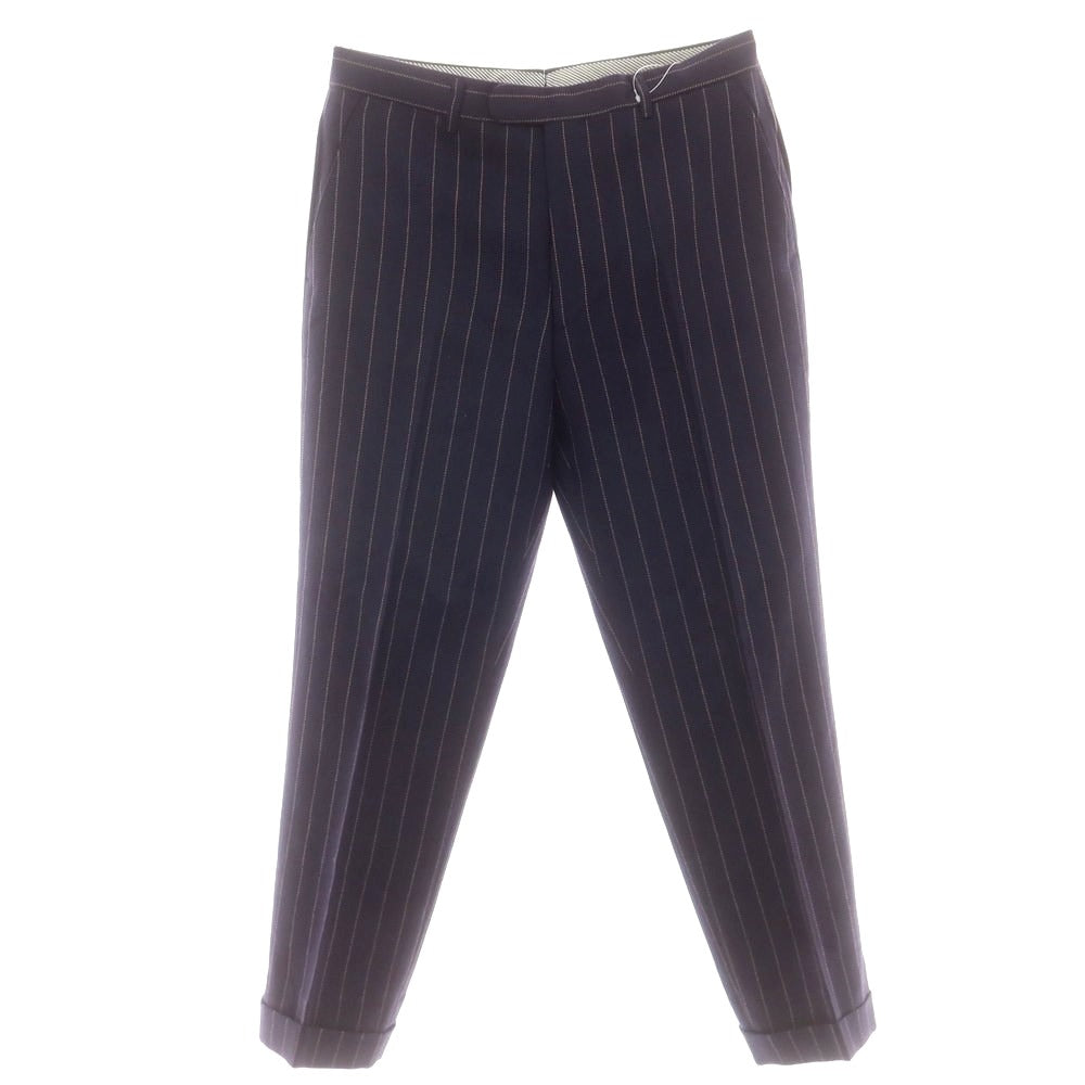 【中古】ダニエルクレミュ DANIEL CREMIEUX ウール ストライプ カジュアルスラックスパンツ ネイビーxベージュ【 40 】【 状態ランクB 】【 メンズ 】
