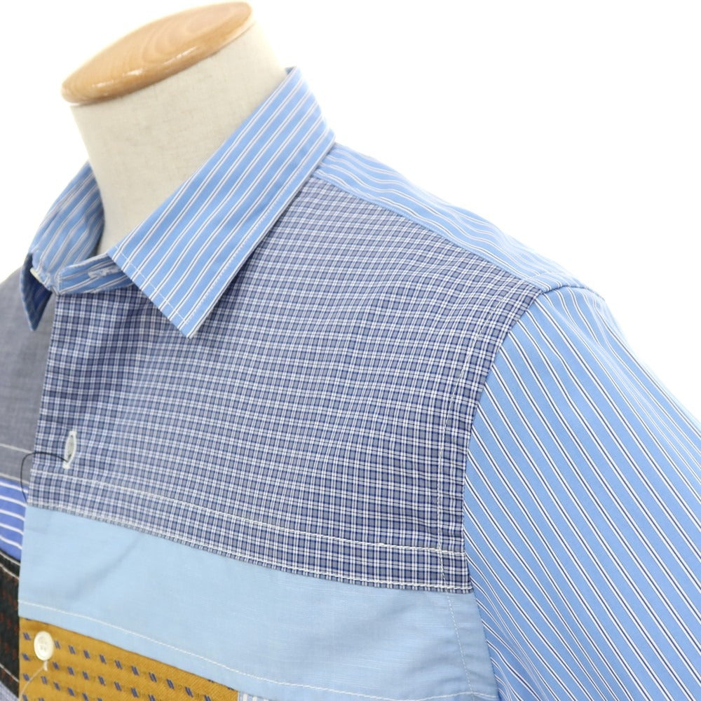 【中古】ジュンヤワタナベ マン JUNYA WATANABE MAN 2025年春夏 パッチワーク 半袖シャツ ブルー【サイズXS】【 状態ランクA 】【 メンズ 】