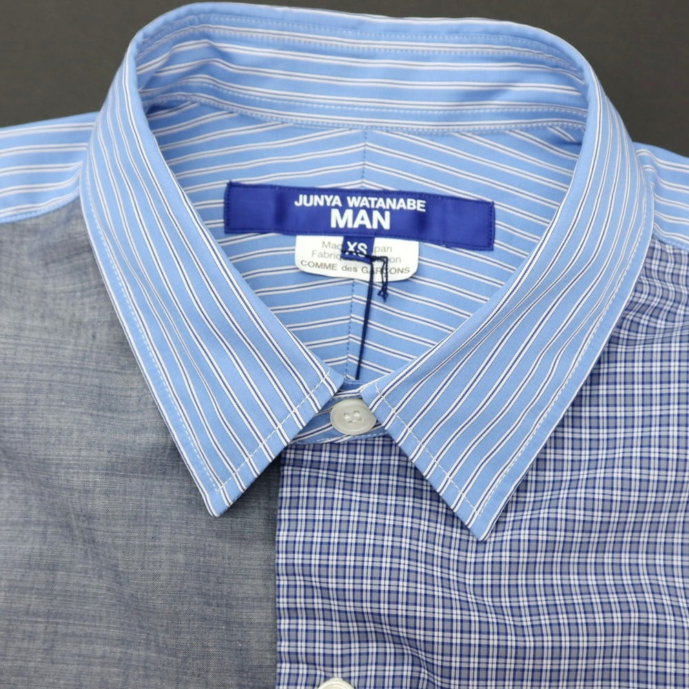 【中古】ジュンヤワタナベ マン JUNYA WATANABE MAN 2025年春夏 パッチワーク 半袖シャツ ブルー【サイズXS】【 状態ランクA 】【 メンズ 】