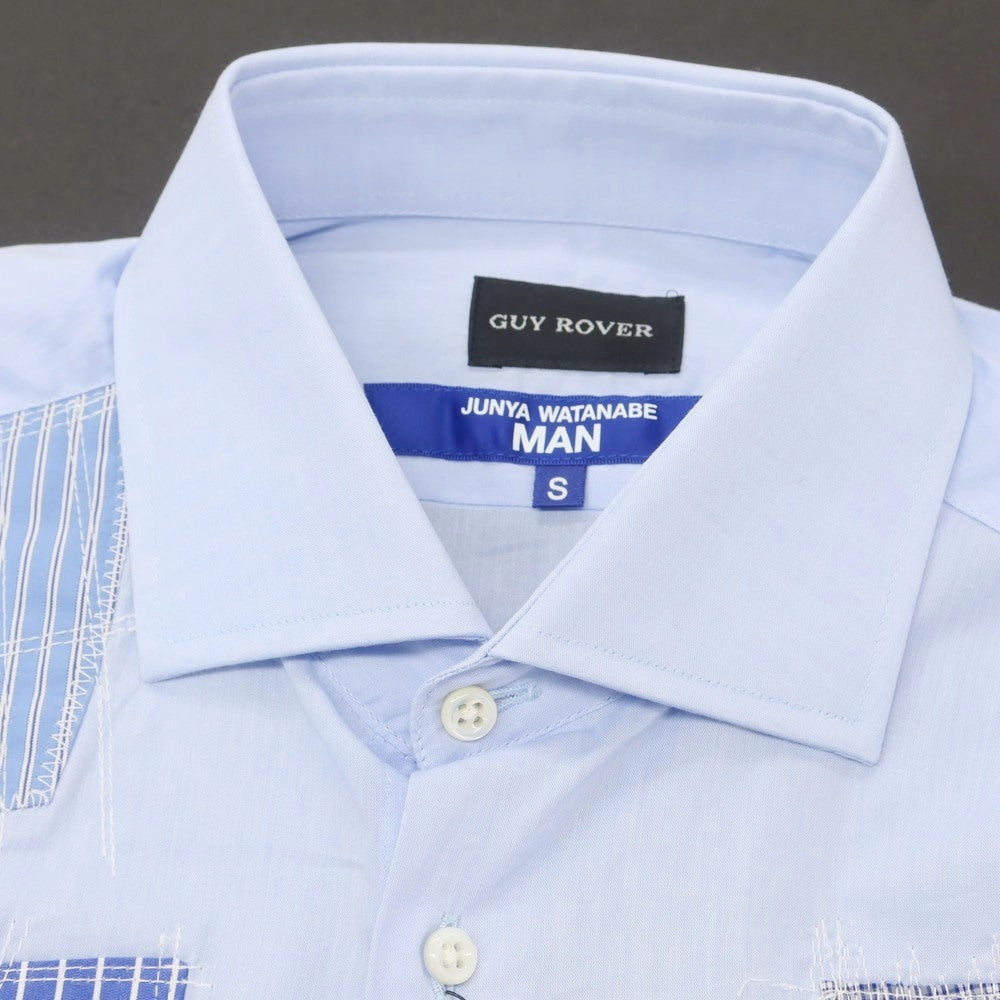 【中古】ジュンヤワタナベ マン JUNYA WATANABE MAN × GUY ROVER 2025年春夏 パッチワーク カジュアルシャツ ライトブルー【 S 】【 状態ランクA 】【 メンズ 】