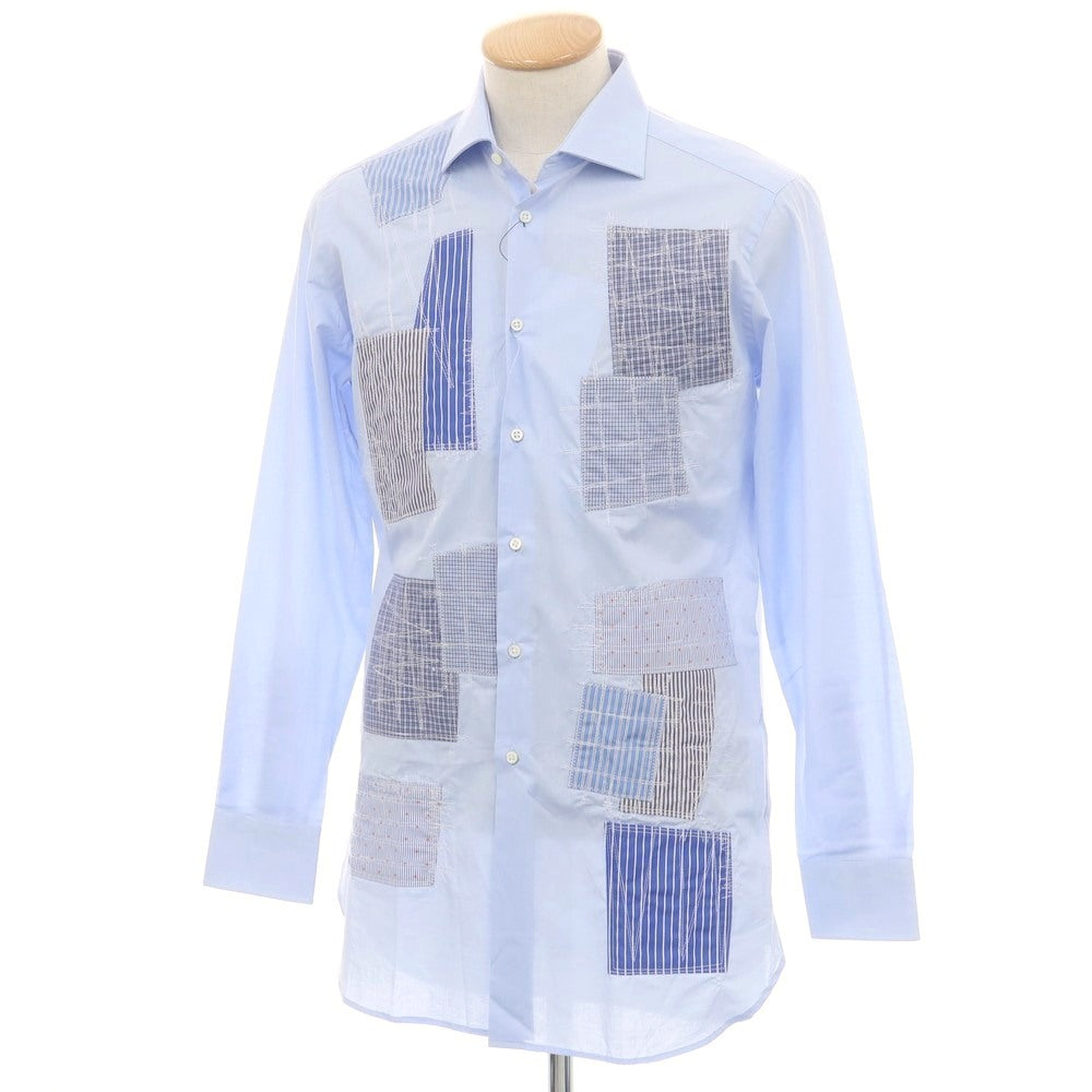 【中古】ジュンヤワタナベ マン JUNYA WATANABE MAN × GUY ROVER 2025年春夏 パッチワーク カジュアルシャツ ライトブルー【 XS 】【 状態ランクA 】【 メンズ 】