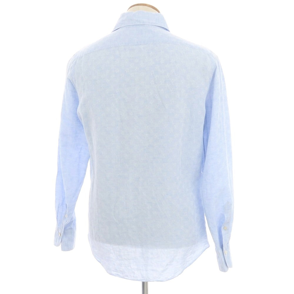 【中古】フィナモレ Finamore コットンリネン ホリゾンタルカラー カジュアルシャツ ライトブルー【 40 】【 状態ランクC 】【 メンズ 】
