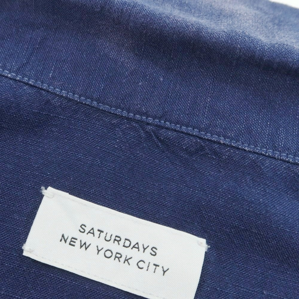 【中古】サタデーズ ニューヨークシティ Saturdays NYC リネンレーヨン オープンカラー カジュアルシャツ ネイビー【 M 】【 状態ランクC 】【 メンズ 】
