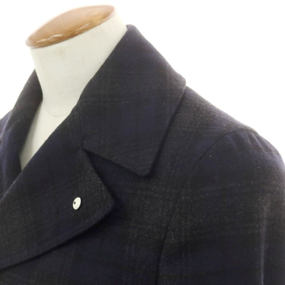 【中古】エルビーエム1911 L.B.M.1911 ウールポリエステル チェック ピーコート ネイビーxグレー【 46 】【 状態ランクA 】【 メンズ 】