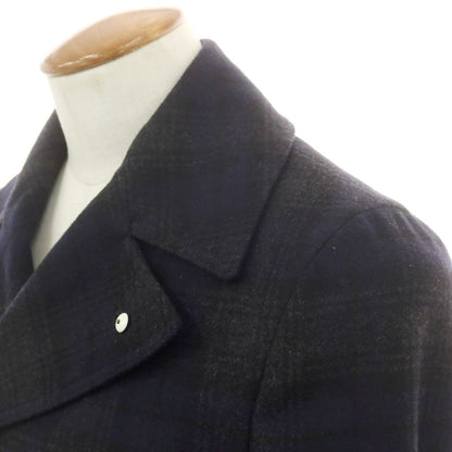 【中古】エルビーエム1911 L.B.M.1911 ウールポリエステル チェック ピーコート ネイビーxグレー【 46 】【 状態ランクA 】【 メンズ 】