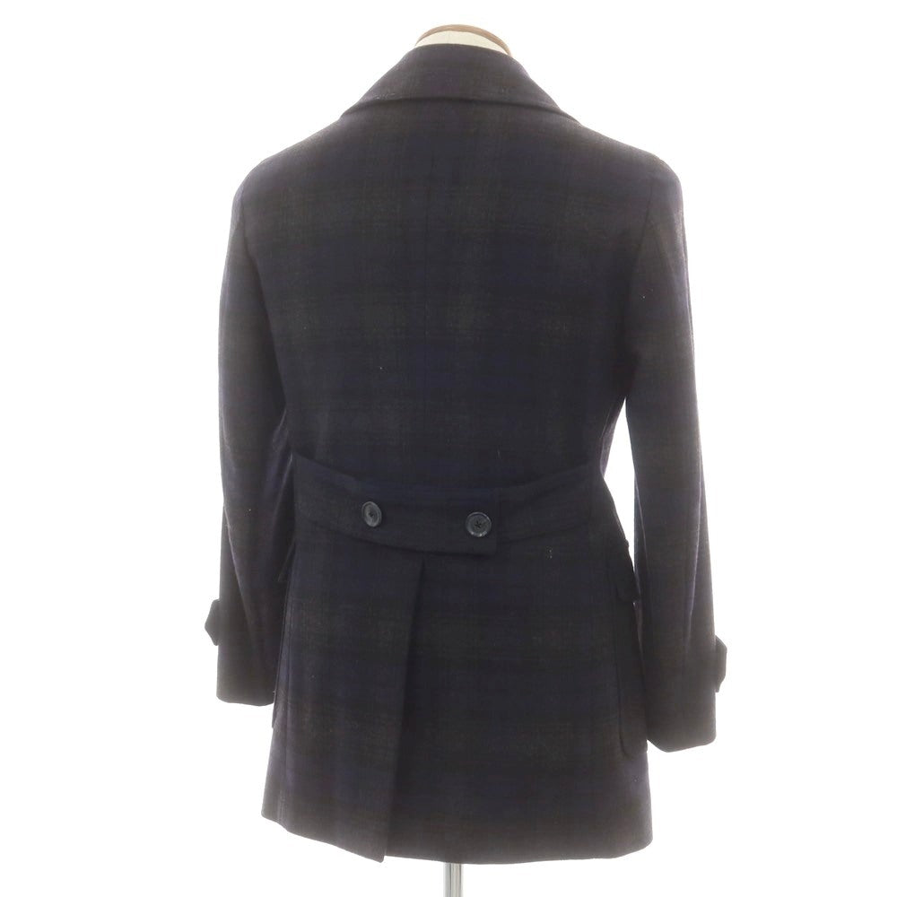 【中古】エルビーエム1911 L.B.M.1911 ウールポリエステル チェック ピーコート ネイビーxグレー【 46 】【 状態ランクA 】【 メンズ 】