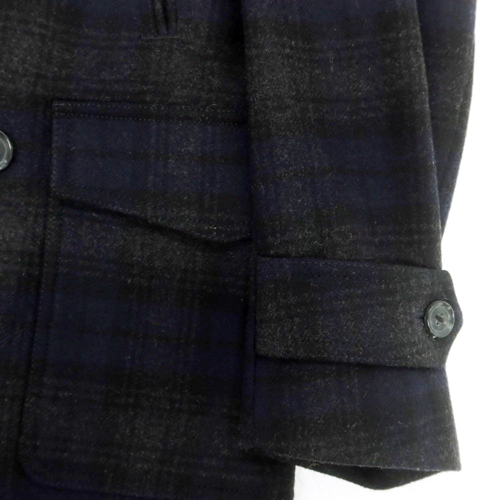 【中古】エルビーエム1911 L.B.M.1911 ウールポリエステル チェック ピーコート ネイビーxグレー【 46 】【 状態ランクA 】【 メンズ 】