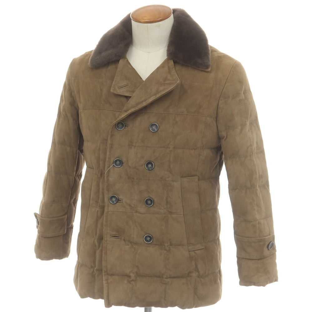 【中古】エンメティ EMMETI ゴートスキン スエード ダブルブレスト ダウンジャケット ブラウン【 46 】【 状態ランクD 】【 メンズ 】