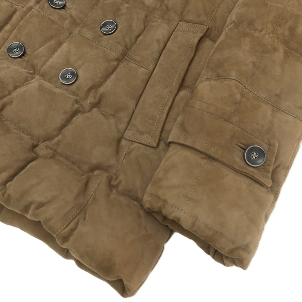 【中古】エンメティ EMMETI ゴートスキン スエード ダブルブレスト ダウンジャケット ブラウン【 46 】【 状態ランクD 】【 メンズ 】