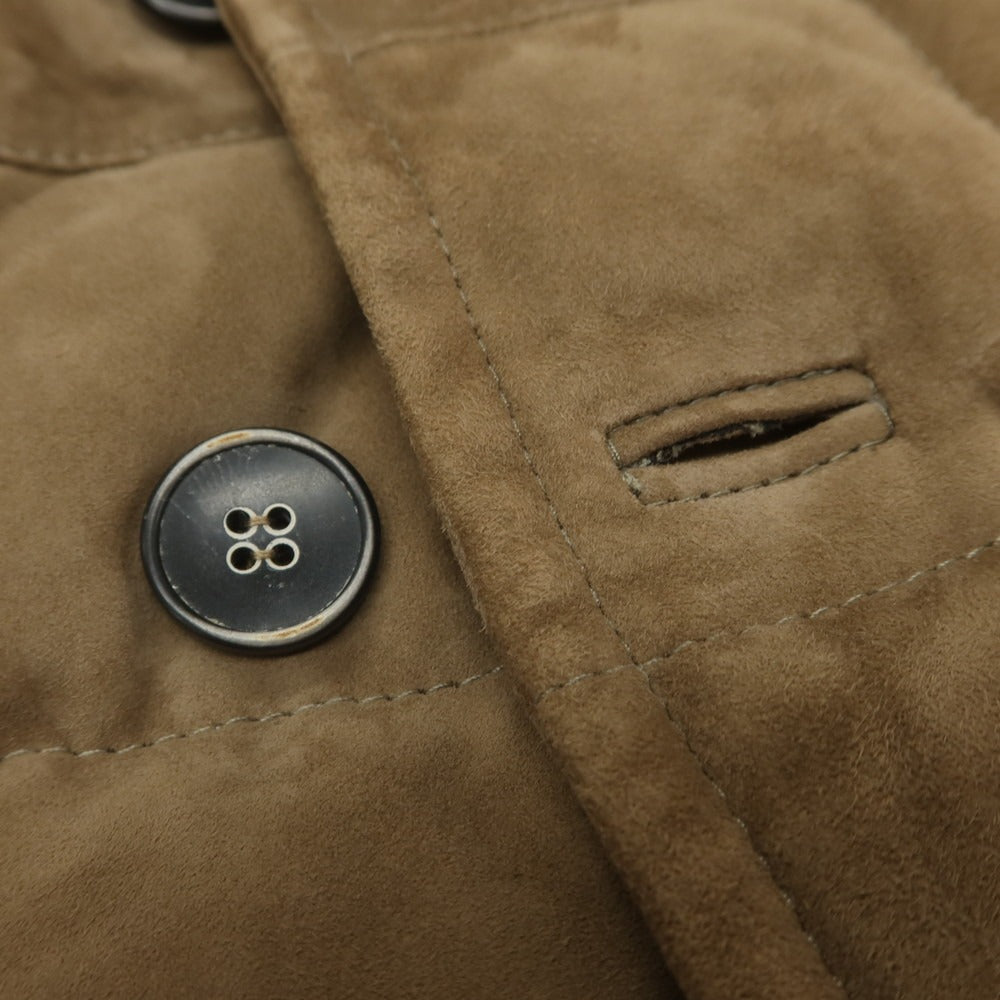 【中古】エンメティ EMMETI ゴートスキン スエード ダブルブレスト ダウンジャケット ブラウン【 46 】【 状態ランクD 】【 メンズ 】