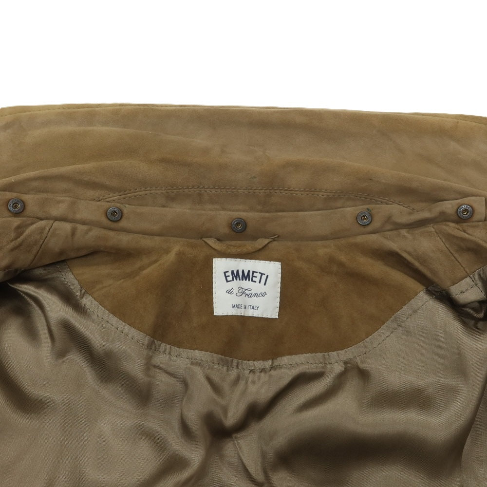 【中古】エンメティ EMMETI ゴートスキン スエード ダブルブレスト ダウンジャケット ブラウン【 46 】【 状態ランクD 】【 メンズ 】