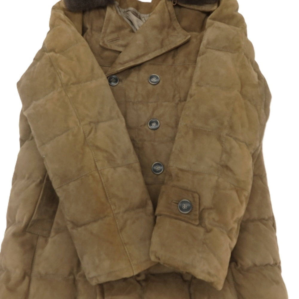 【中古】エンメティ EMMETI ゴートスキン スエード ダブルブレスト ダウンジャケット ブラウン【 46 】【 状態ランクD 】【 メンズ 】