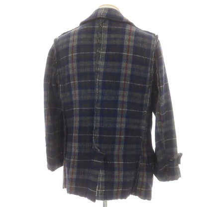 【中古】コムデギャルソンオム COMME des GARCONS HOMME ウール チェック ピーコート ネイビーxグレー【 SS 】【 状態ランクB 】【 メンズ 】