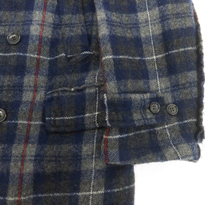 【中古】コムデギャルソンオム COMME des GARCONS HOMME ウール チェック ピーコート ネイビーxグレー【 SS 】【 状態ランクB 】【 メンズ 】
