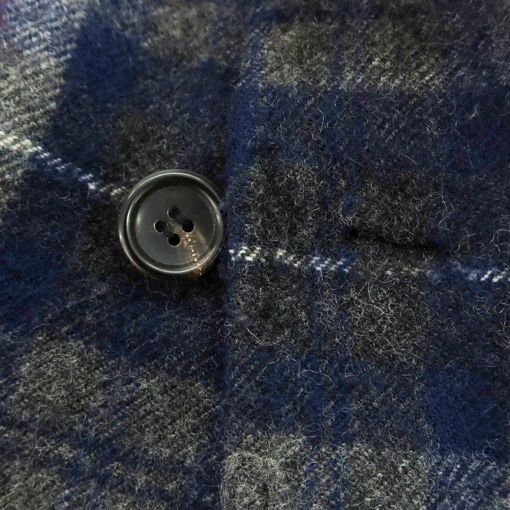 【中古】コムデギャルソンオム COMME des GARCONS HOMME ウール チェック ピーコート ネイビーxグレー【 サイズSS 】【 状態ランクB 】【 メンズ 】 [CPD]