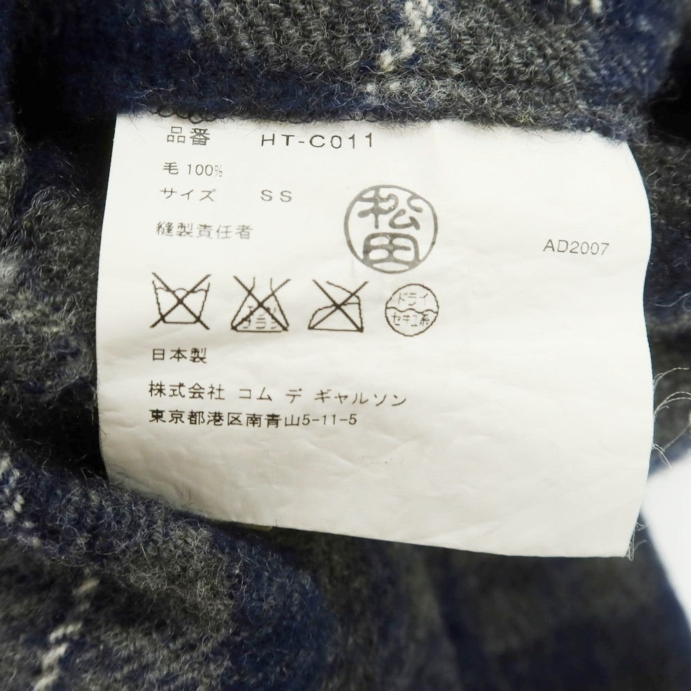 【中古】コムデギャルソンオム COMME des GARCONS HOMME ウール チェック ピーコート ネイビーxグレー【 サイズSS 】【 状態ランクB 】【 メンズ 】 [CPD]