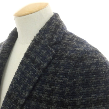 【中古】ティージャケット T-JACKET ポリエステルウール チェック ニットジャケット ネイビーxグレー【 S 】【 状態ランクB 】【 メンズ 】