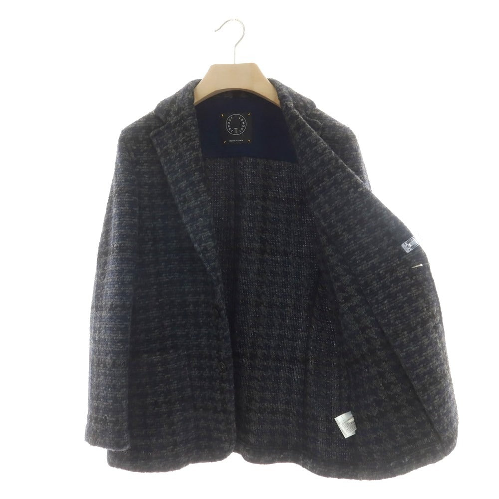 【中古】ティージャケット T-JACKET ポリエステルウール チェック ニットジャケット ネイビーxグレー【 S 】【 状態ランクB 】【 メンズ 】