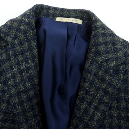 【中古】デペトリロ DE PETRILLO ウールシルク チェック テーラードジャケット ネイビーxグリーン【 44 】【 状態ランクB 】【 メンズ 】