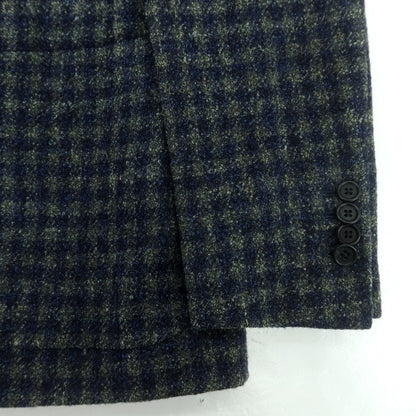 【中古】デペトリロ DE PETRILLO ウールシルク チェック テーラードジャケット ネイビーxグリーン【 44 】【 状態ランクB 】【 メンズ 】