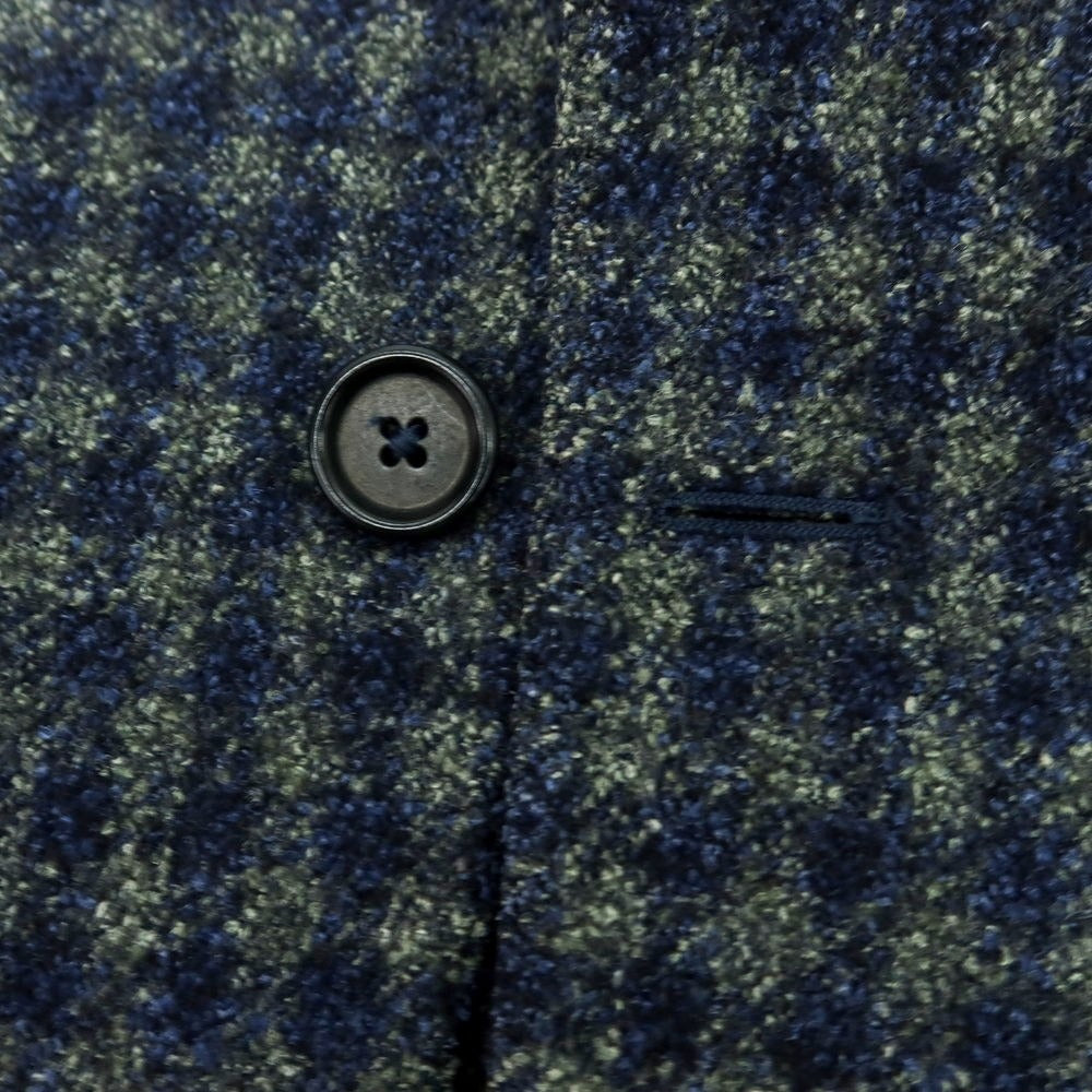 【中古】デペトリロ DE PETRILLO ウールシルク チェック テーラードジャケット ネイビーxグリーン【 44 】【 状態ランクB 】【 メンズ 】