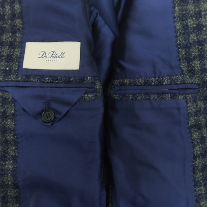 【中古】デペトリロ DE PETRILLO ウールシルク チェック テーラードジャケット ネイビーxグリーン【 44 】【 状態ランクB 】【 メンズ 】