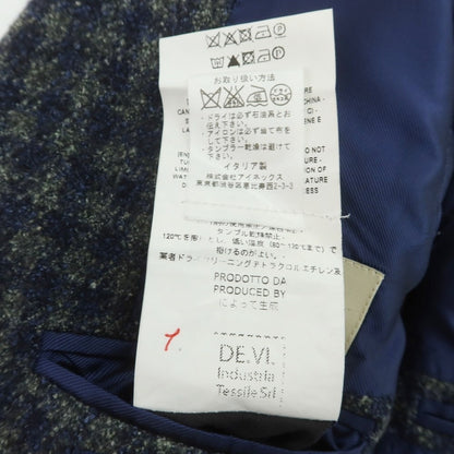 【中古】デペトリロ DE PETRILLO ウールシルク チェック テーラードジャケット ネイビーxグリーン【 44 】【 状態ランクB 】【 メンズ 】