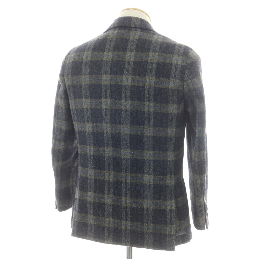 【中古】ラルディーニ LARDINI ウール チェック テーラードジャケット ネイビーxグレー系【サイズ42】【 状態ランクB 】【 メンズ 】 [DPD]