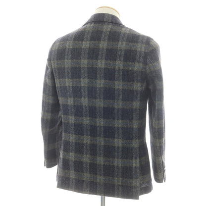 【中古】ラルディーニ LARDINI ウール チェック テーラードジャケット ネイビーxグレー系【 42 】【 状態ランクB 】【 メンズ 】